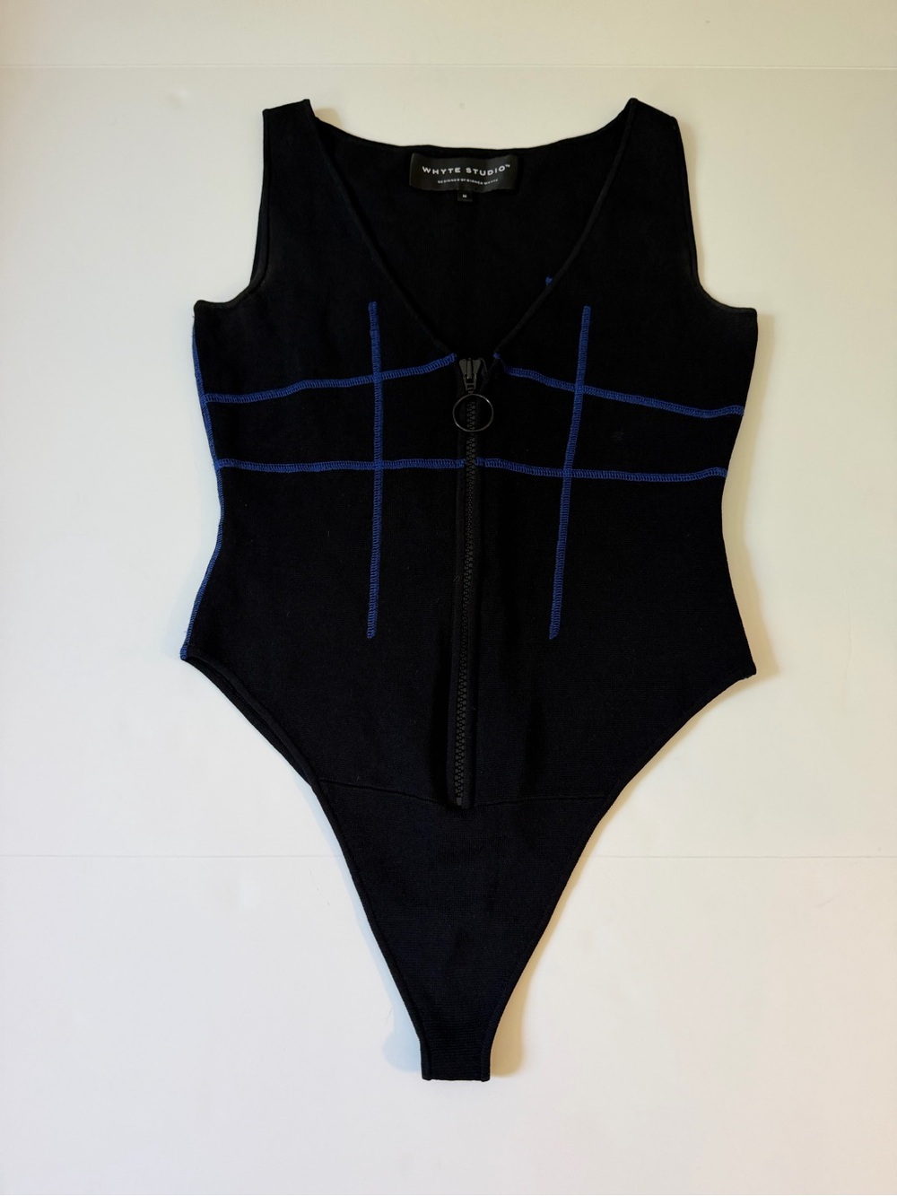 Black & Blue Women’s One-Piece Zip Bodysuit